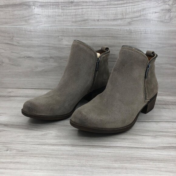 Lucky Brand Ankle Boots Women's 10 Bartalino Brown Suede Zip Booties - Picture 4 of 10